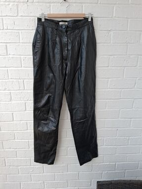 Vintage August Max Genuine Leather Pants High Waisted Retro Trousers Sz:8